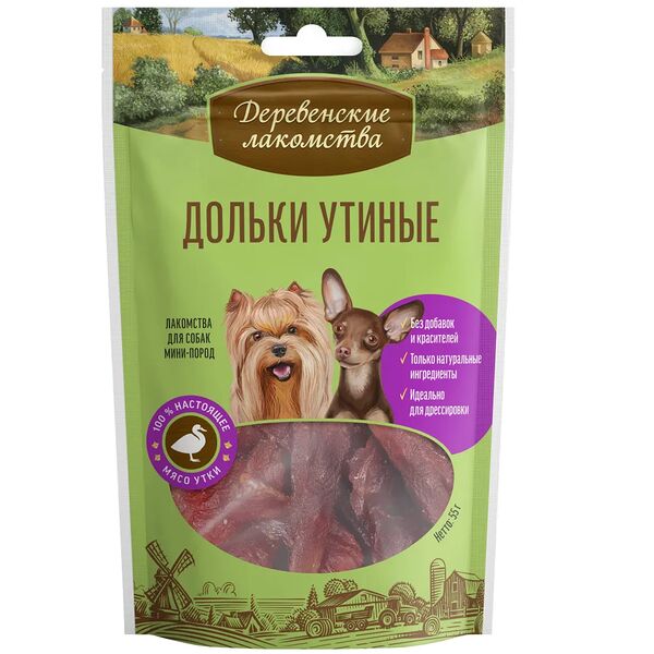 Лакомство для собак Деревенские лакомства Дольки утиные 55 г