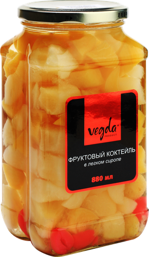 

Коктейль фруктовый Vegda в легком сиропе 880 мл