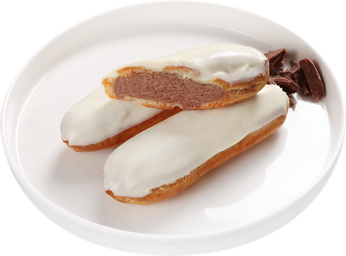 Набор пирожных Лента Fresh Эклер в белой глазури с шоколадным кремом, 210г