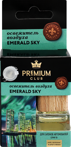 Освежитель воздуха автомобильный PREMIUM CLUB Emerald Sky, аналог аромата Giorgio Armani Aqua di Gio, 6мл