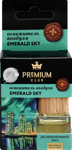 

Освежитель воздуха автомобильный PREMIUM CLUB Emerald Sky, аналог аромата Giorgio Armani Aqua di Gio, 6мл