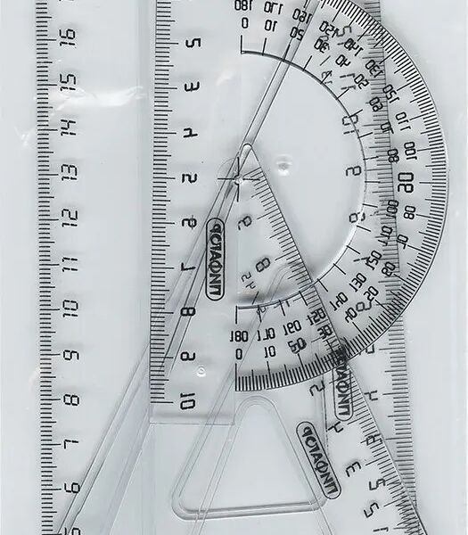 Набор чертежный ПИФАГОР линейка, 2 треугольника, транспортир, средний Арт. 210627
