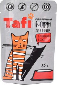 Корм для кошек с говядиной в соусе пауч в Магнит со скидкой –9%