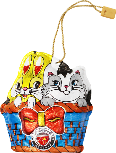 

Фигурка шоколадная Золотое Правило Зайка с котёнком в корзинке 50 г