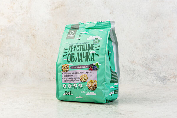 Цельнозерновой завтрак Хрустящие облачка с лесными ягодами 150г