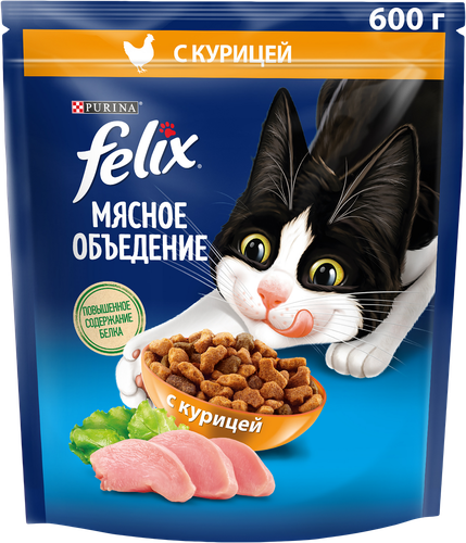 

Сухой корм для кошек Felix Мясное объедение с курицей 600 г
