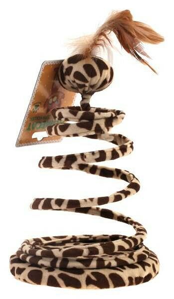 HOMECAT Игрушка для кошек Мяч с пером на пружине 14х14х23см