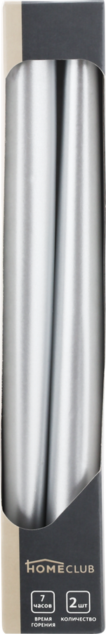

Свеча столовая HOMECLUB серебряная 24см, 2шт