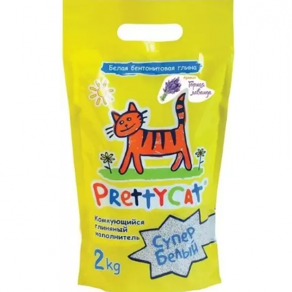 Наполнитель для кошек PrettyCat Cупер белый бентонитовый, комкующийся 2 кг