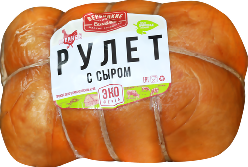

Рулет копчено-вареный ВЕРБИЦКИЕ Эко-ферма с сыром, 500г