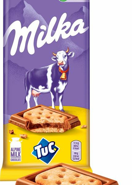 Шоколад молочный Milka с соленым крекером Tuc 87г