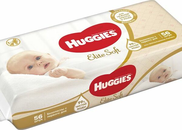 Салфетки влажные Huggies Элит Софт детские, 56шт