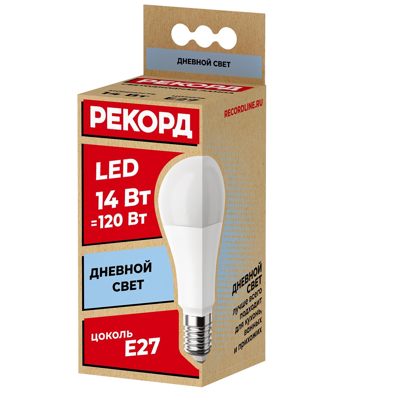 

Лампа светодиодная Рекорд LED А60, 14Вт, Е27, 4000К