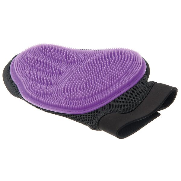 Рукавица силиконовая на руку вычесывать шерсть для кошек большая фиолетовая, 2x23x19 см