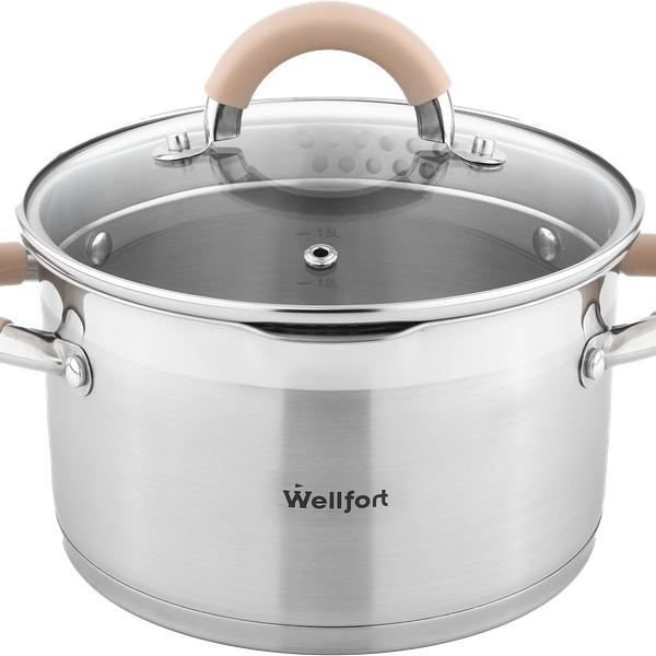 Кастрюля Style Wellfort крышка-дуршлаг нержавеющая сталь 2.4л