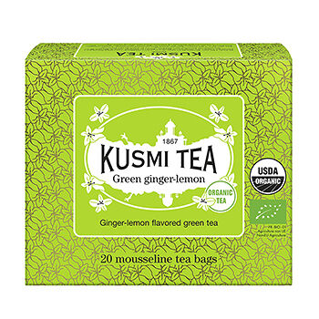 Чай зеленый Kusmi Tea с имбирем и лимоном Organic Green Ginger Lemon пакетированный 40 г, Германия