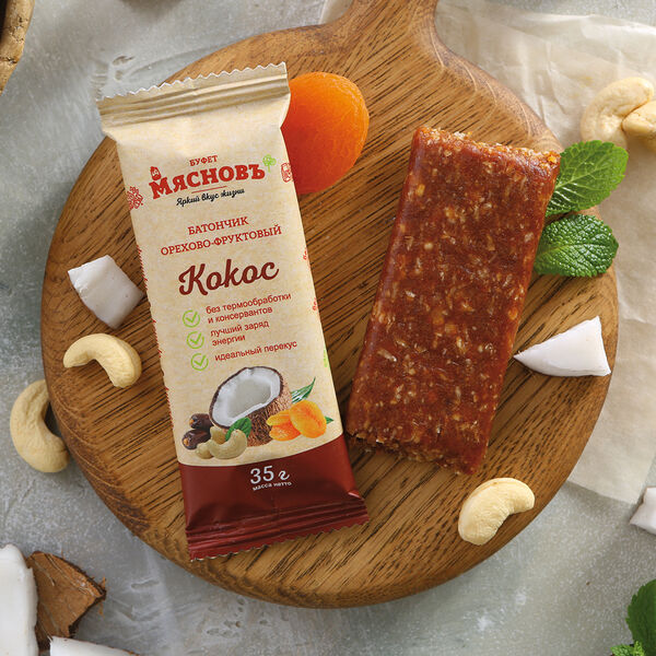 Батончик орехово-фруктовый кокос МясновЪ Буфет