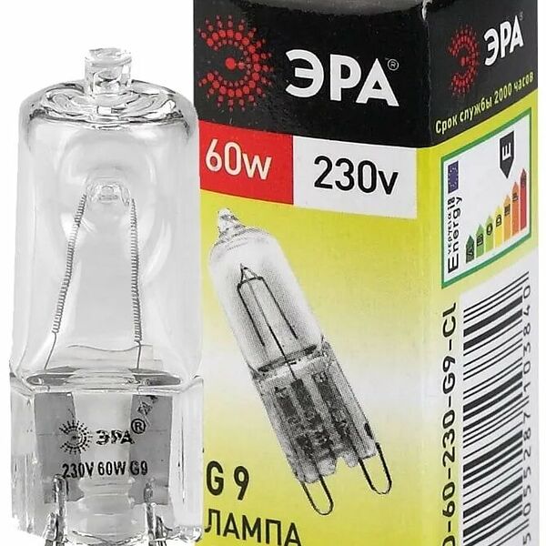 Лампа галогенная ЭРА G9-JCD-60-230V-CL G9 60Вт капсула теплый белый свет