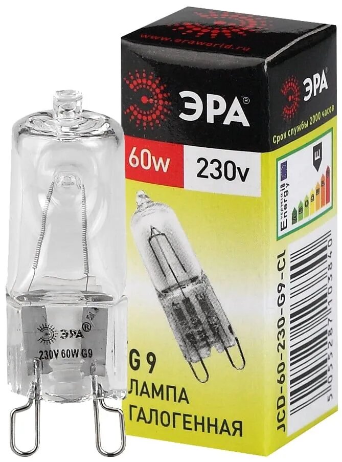 

Лампа галогенная ЭРА G9-JCD-60-230V-CL G9 60Вт капсула теплый белый свет