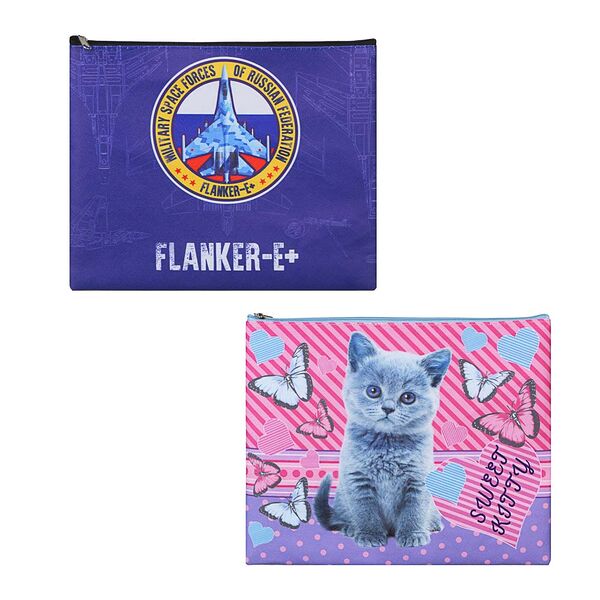 Свит китти / фланкер папка для тетрадей 24x20см, для a5, молния сверху, плотный пвх с печатью