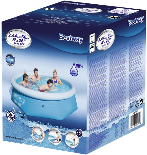 

Бассейн с надувным бортом Bestway Fast Set, 2100л 244х66см