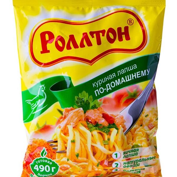 Лапша яичная Роллтон Куриная по-домашнему быстрого приготовления, 90 г
