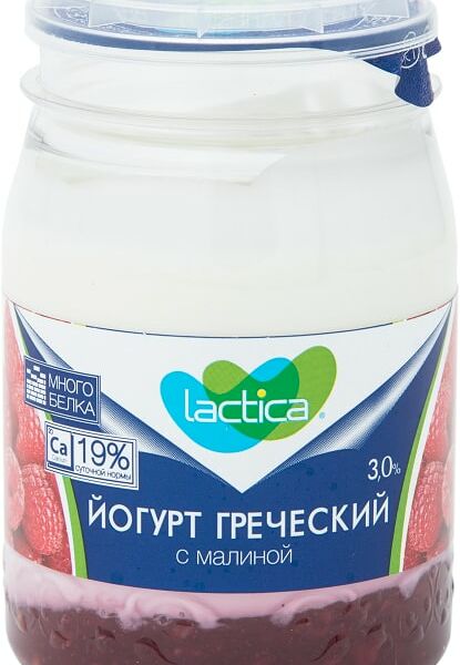 Йогурт Lactica Греческий с малиной 3% 190г