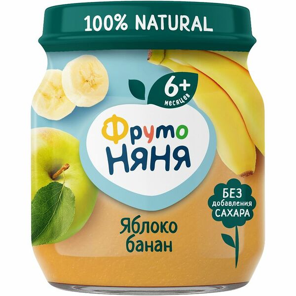 Пюре фруктовое ФрутоНяня Яблоко-банан с 6 месяцев