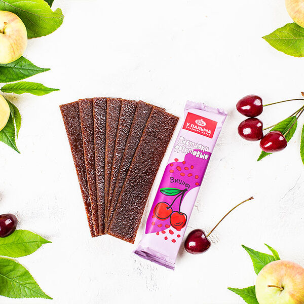 Фруктовые пастилки без добавления сахара с яблоком со вкусом вишни 70 г