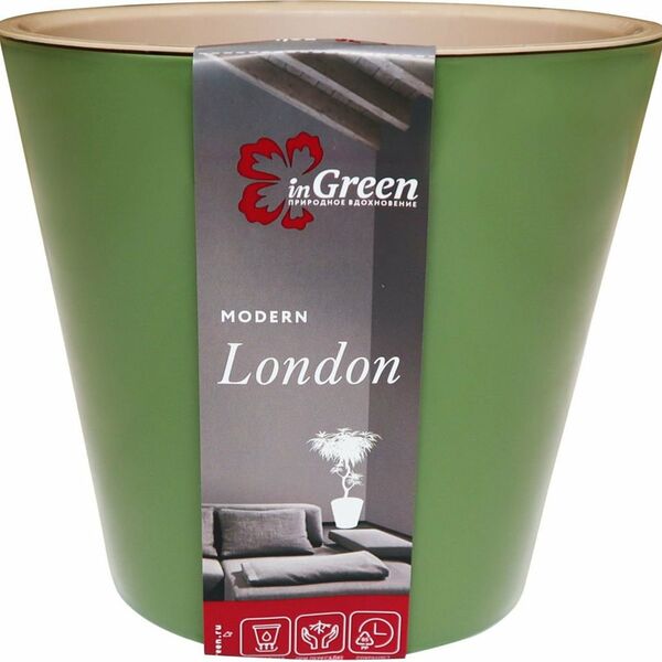 Горшок для цветов InGreen London цвет: оливковый, 23x20.8x23 см
