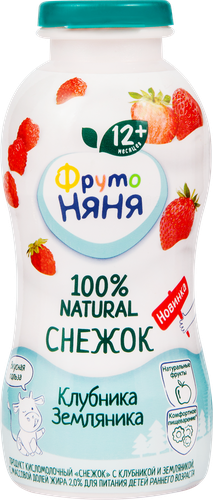 

Продукт кисломолочный Фрутоняня Снежок с клубникой и земляникой 2%, 200 г