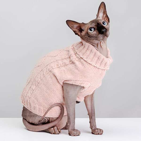 Свитер вязаный для кошек и собак, 35 см, розовый