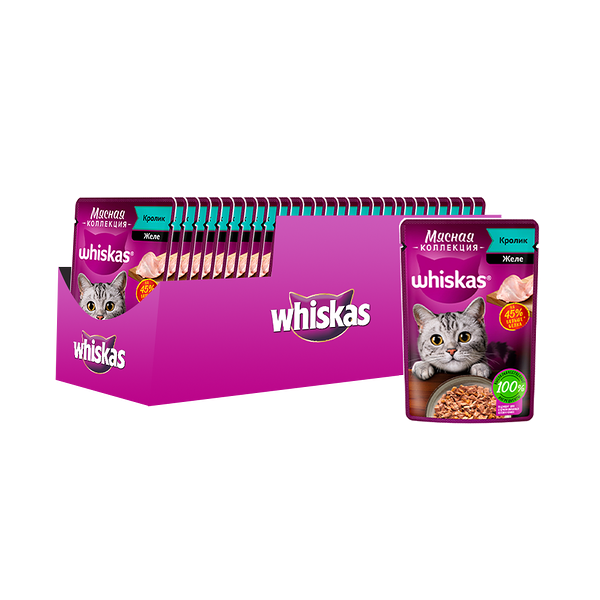 Корм для кошек WHISKAS Meaty кролик пауч 75г (упаковка - 28 шт)