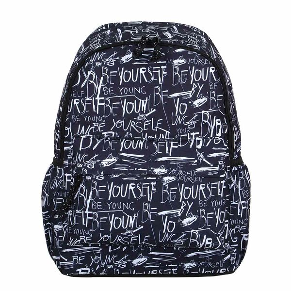 Леттерс рюкзак подростковый, 41x29x18см, 1 отд., 4карм., плотный пэ, закрытые молнии, темный фон