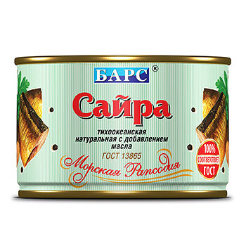 Сайра Барс тихоокеанская натуральная с добавлением масла
