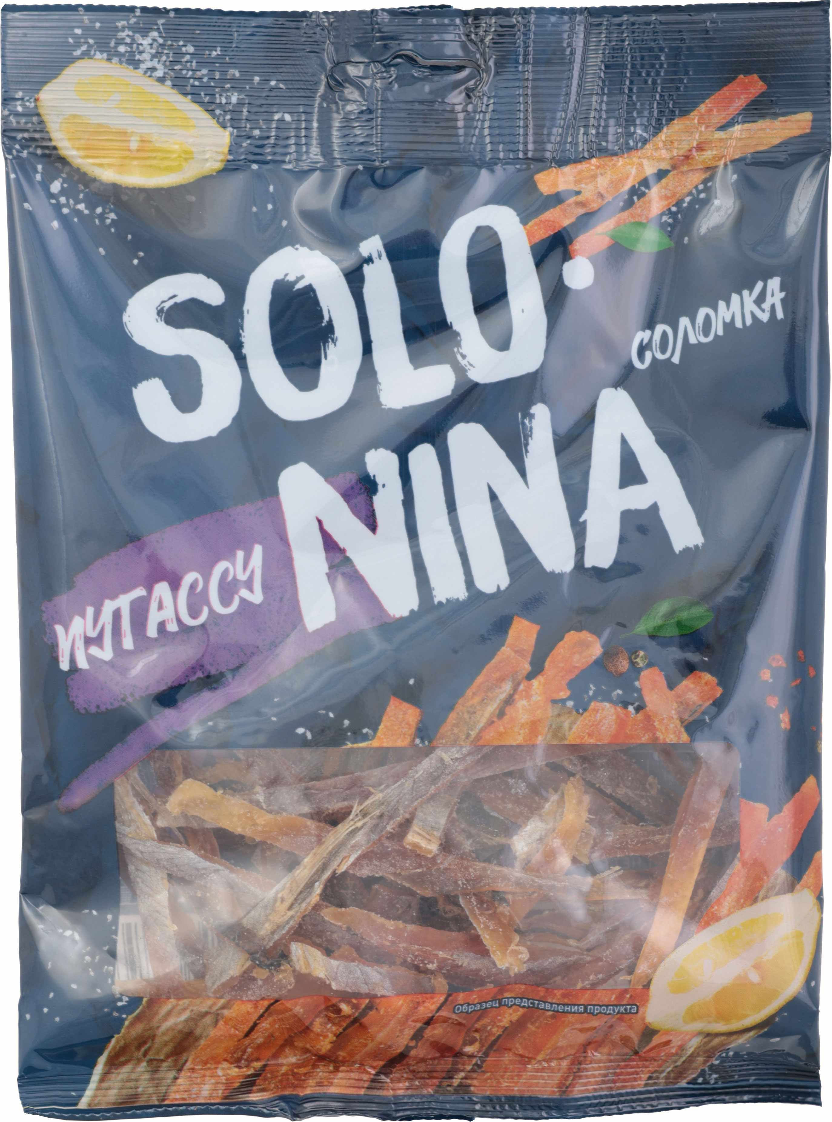 

Рыбная нарезка Solo Nina путассу сушено-вяленая