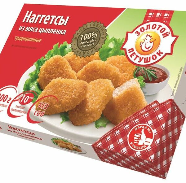 Наггетсы Золотой петушок Традиционные из мяса цыплёнка, 300г