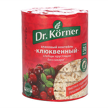 Хлебцы хрустящие Dr. Körner злаковый коктейль клюквенный, 100г