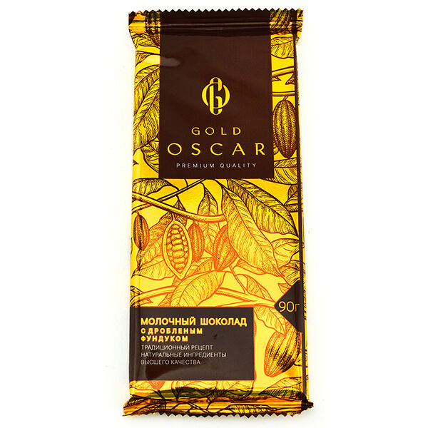 Шоколад молочный с дробленым фундуком Gold Oscar 90г