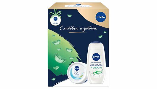 Подарочный набор Nivea Крем Soft Универсальный 100мл + Гель для душа Свежесть и забота 250мл