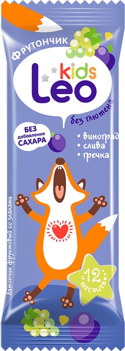 

Батончик фруктовый Leo Kids Виноград, слива и гречка 20 г