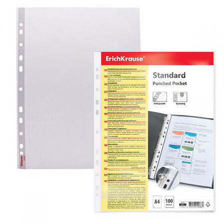 Набор перфофайлов 100шт. ErichKrause Fizzy Clear, 30 мкм, A4, прозрачный  67330