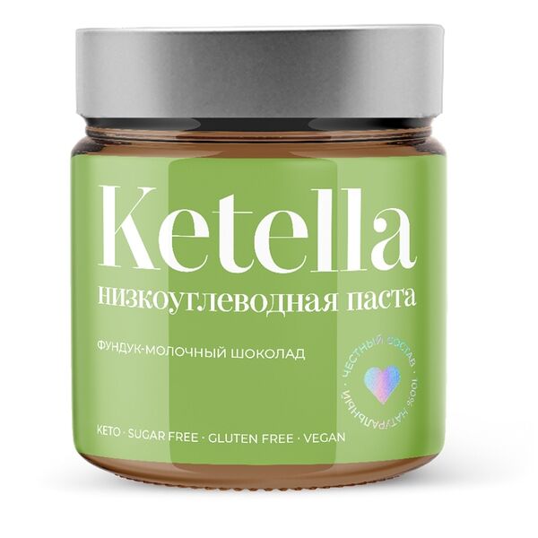 Паста шоколадно-фундучная Ketella низкоуглеводная (веган, без сахара) 180г, Россия
