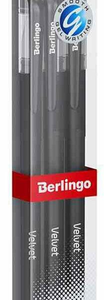 Набор ручек гелевых Berlingo Velvet цвет пасты: черный, 0,5 мм, 3 шт.