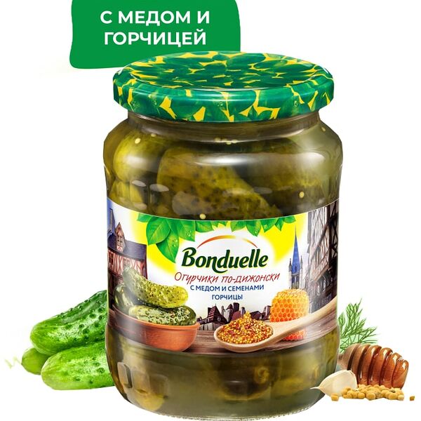 Огурцы Bonduelle По-дижонски с медом и семенами горчицы 720мл