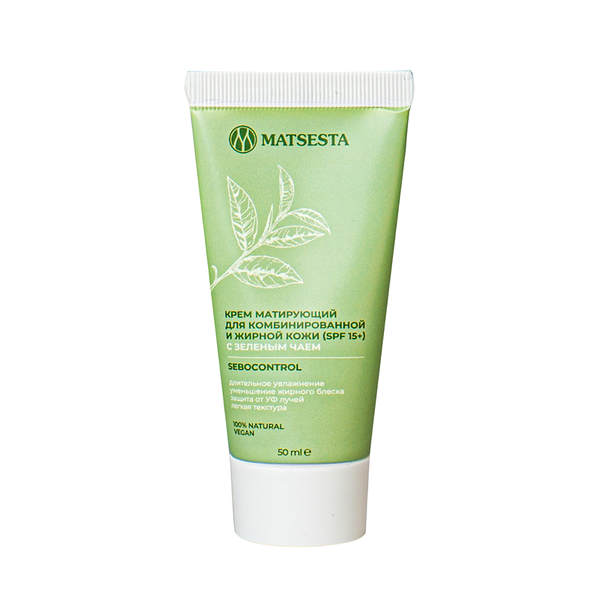Крем для лица матирующий для жирной и комбинированной кожи MATSESTA Sebocontrol с Зеленым Чаем SPF 15 50 мл