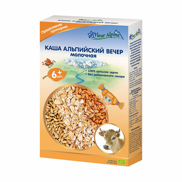 Каша молочная «Альпийский вечер» с 6 месяцев, Fleur Alpine Organic