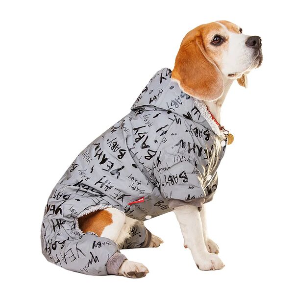 Комбинезон светоотражающий для собак с буквами 3XL серый (унисекс)