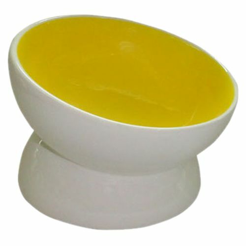 Миска для животных FOXIE Dog Bowl желтая керамическая 13х13х11см
