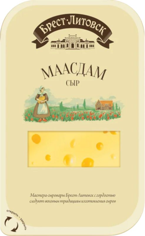 

Сыр Маасдам Брест-Литовск 45% полутвердый нарезка 130 г